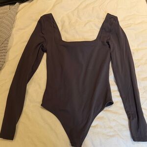 Aritzia Babton Long Sleeve One Piece in Dark Gray